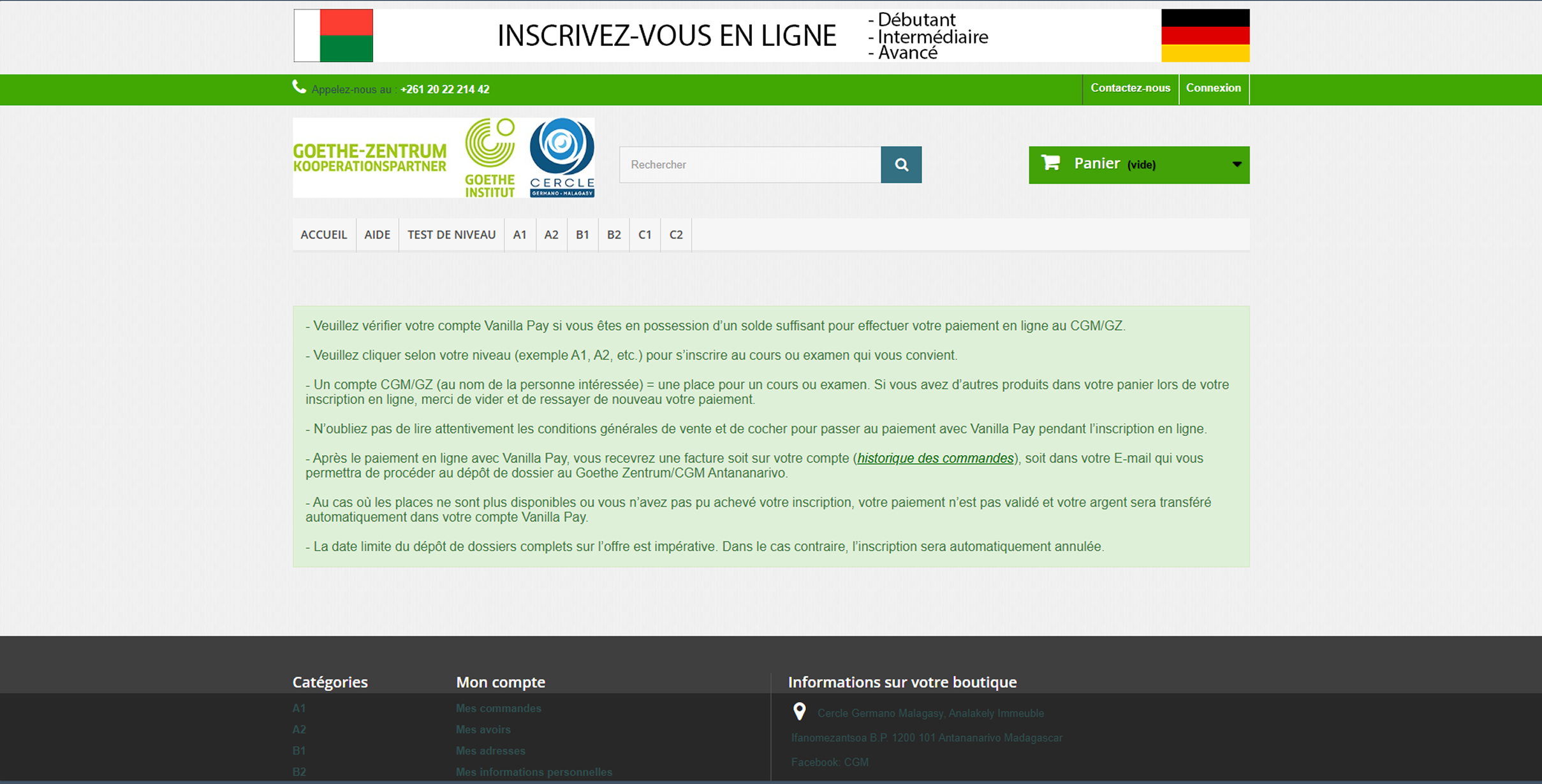 Interface du site CGM